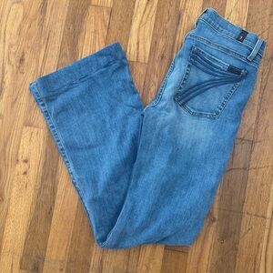 7 For All Mankind Blue Flare Dojo Wide Leg Denim